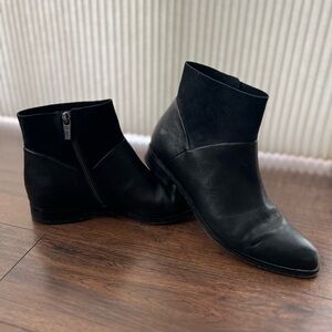 Isola Black Leather & Suede Ankle Booties